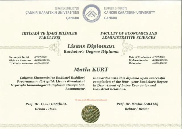 Lisans Diploması (Bachelor’s Degree Diploma)