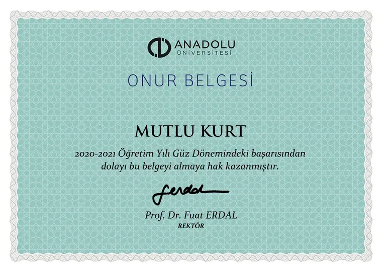 Onur Belgesi (2020-2021 Güz)
