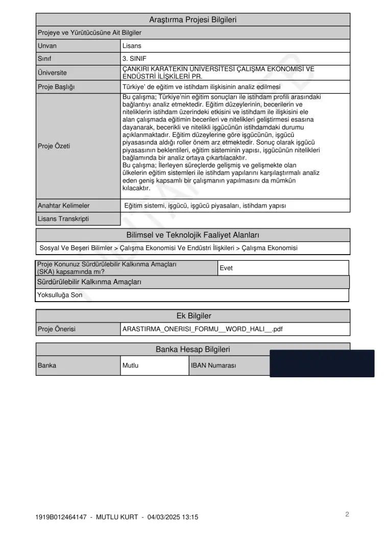 Proje Özeti & Bilimsel Alan